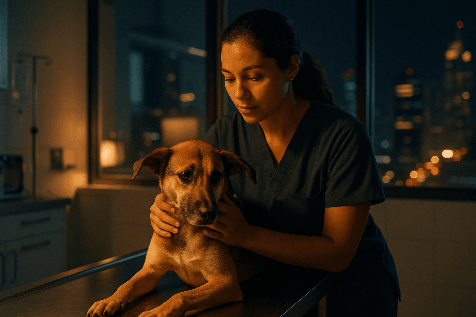 Mascota en atención de urgencias veterinarias nocturnas en Panamá